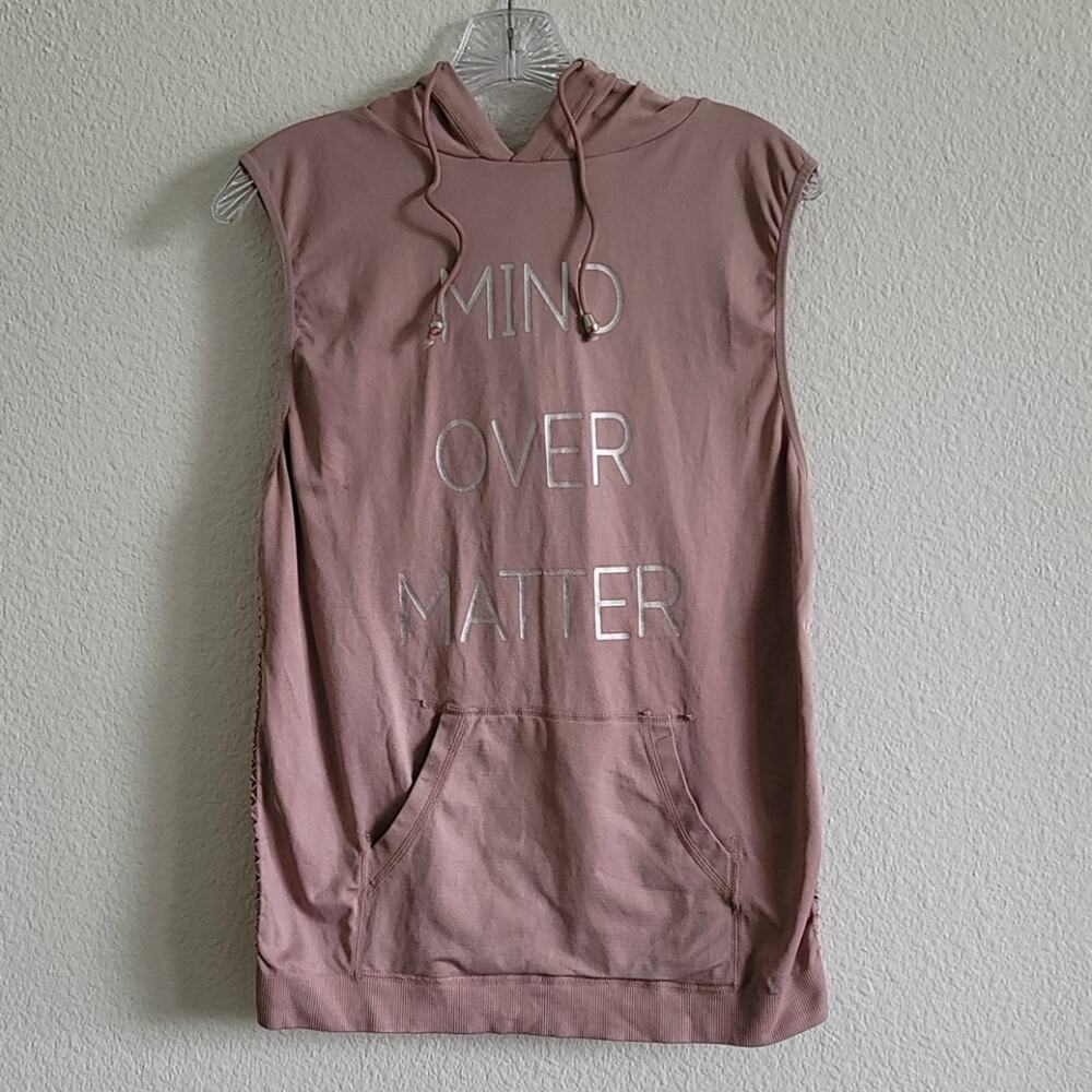 SOHO Tank Top Hoodie Mind Over Matter Back Cut Outs Pockets Size Large Blush